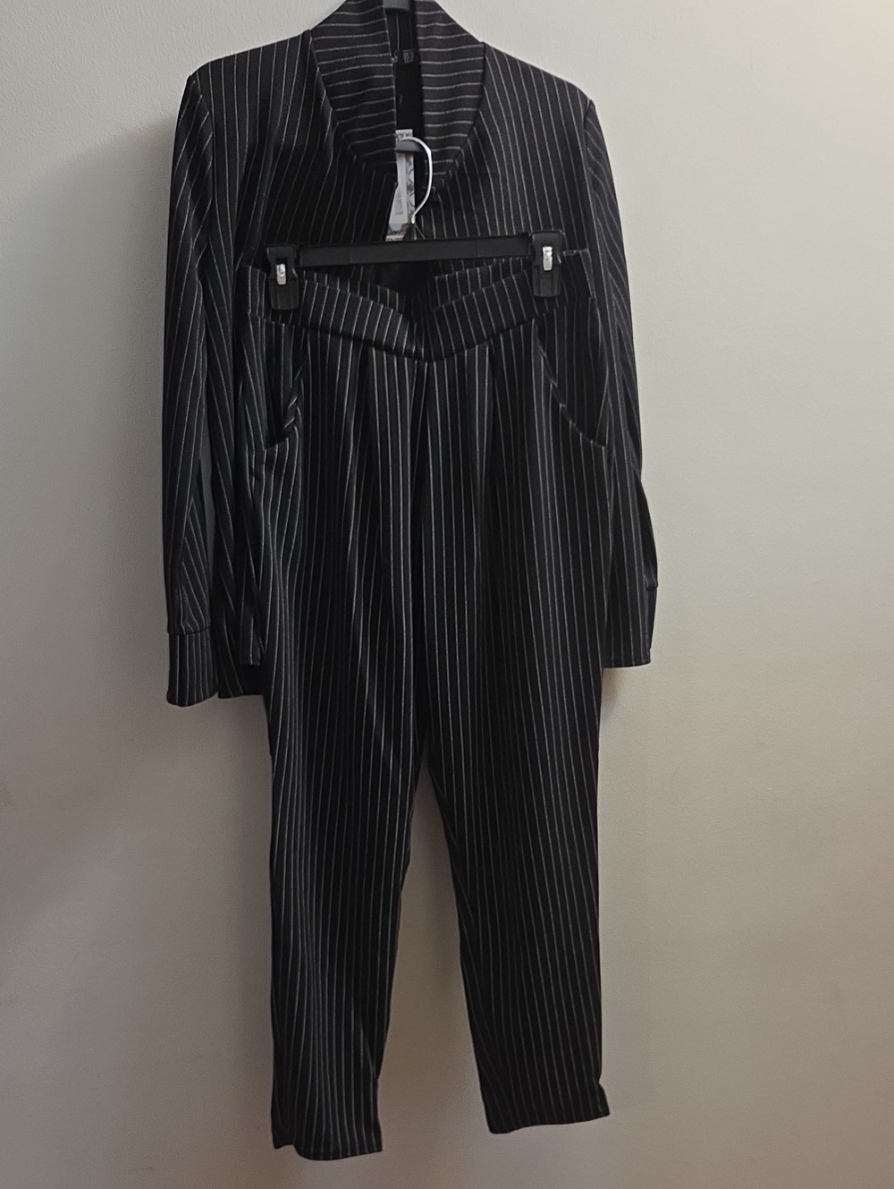 Boohoo Black Pinstripe Pantsuit
